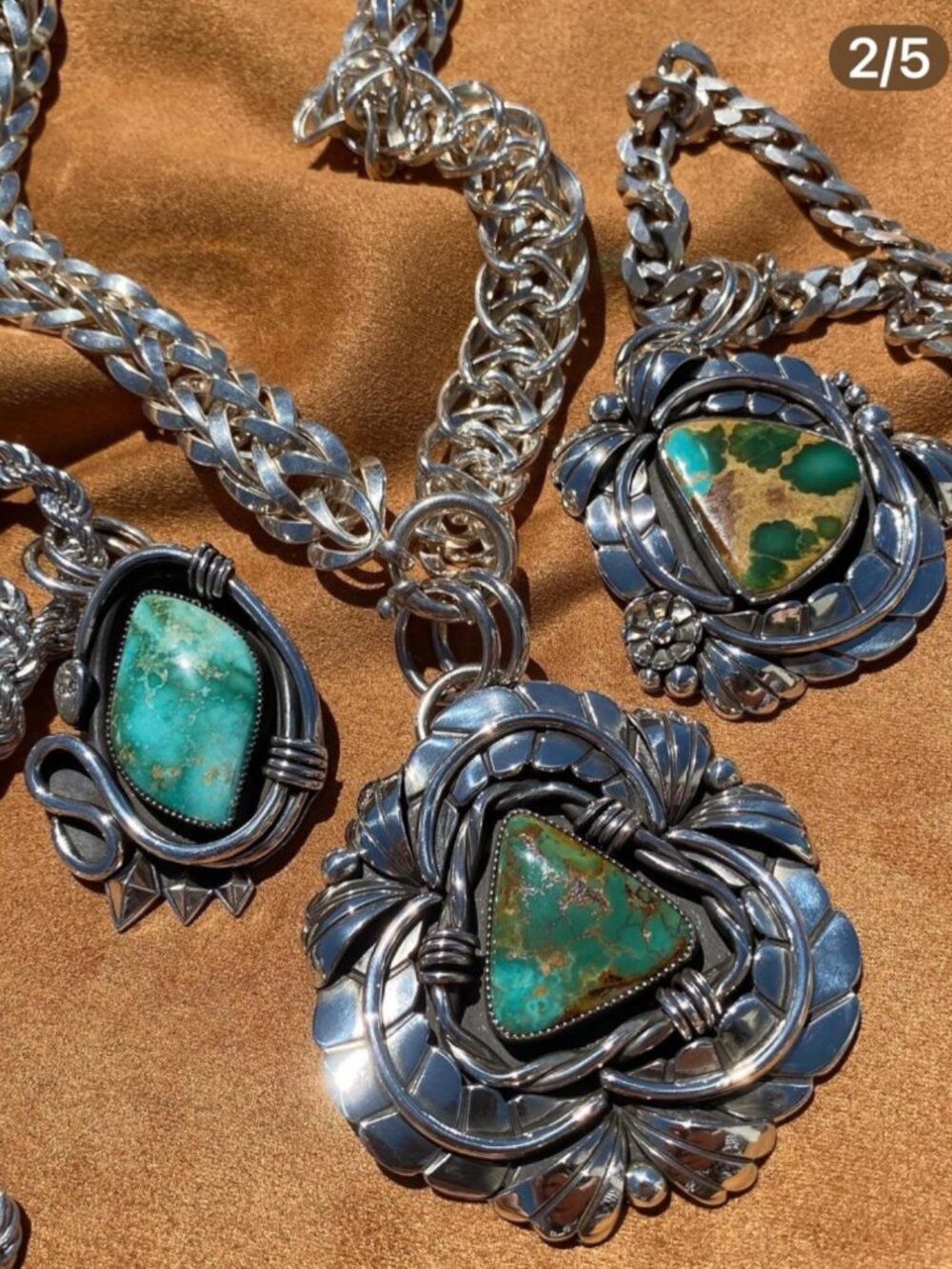 Hi West Silver Barbed Wire Leafy Amulet With Vintage Braided Chain - Picture 7 of 8